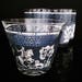 Glass Ice Bucket, Hellenic Glassware, White Roman Figures on Blue, Vintage Barware 