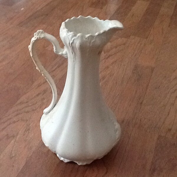 Victorian Ceramic Pitcher,Colonial Pitcher,Mid Century White Water Pitcher