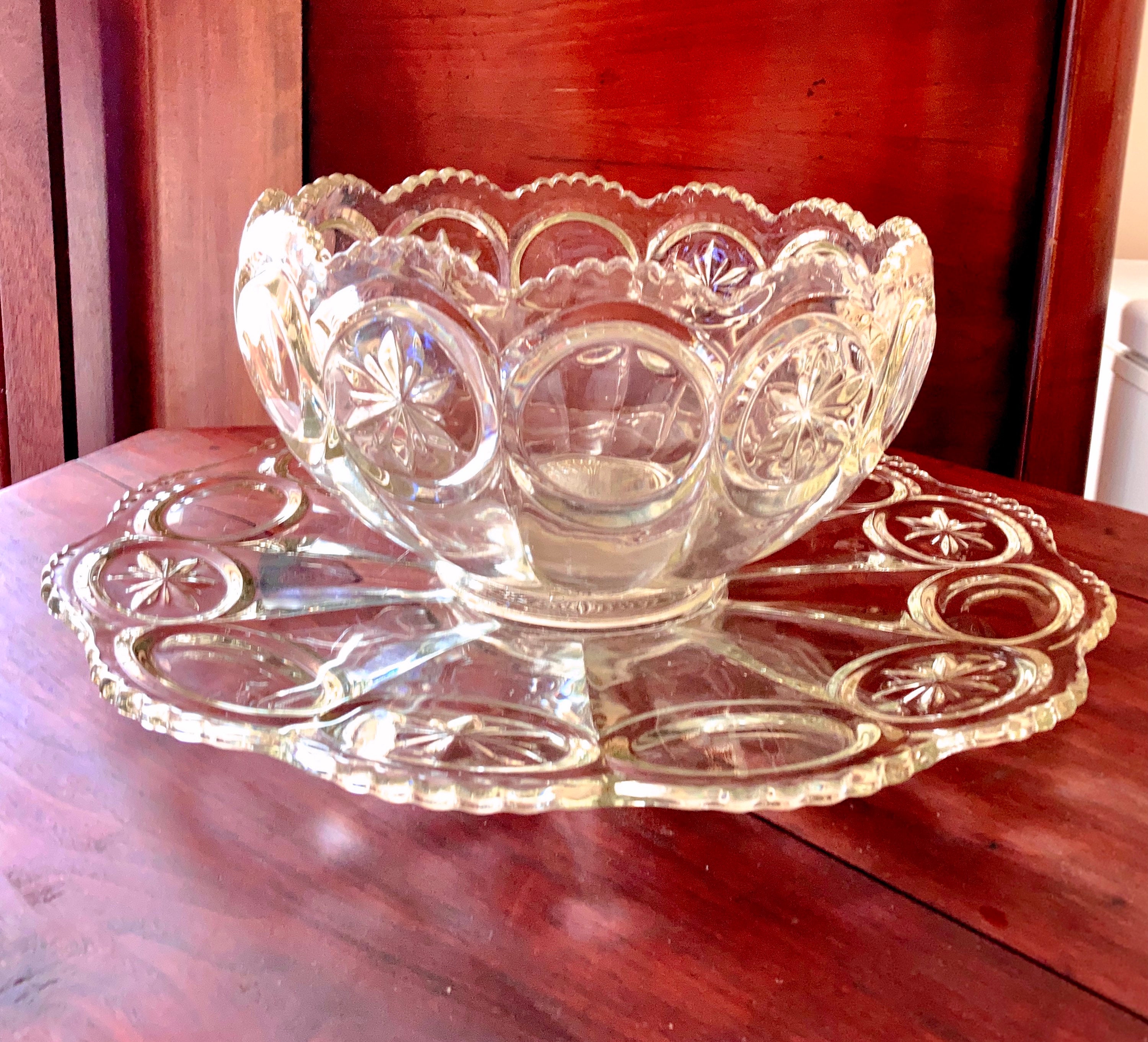 Vintage 1950's Bristol Diamond by TIFFINFRANCISCAN Punch Bowl 8 Quarts