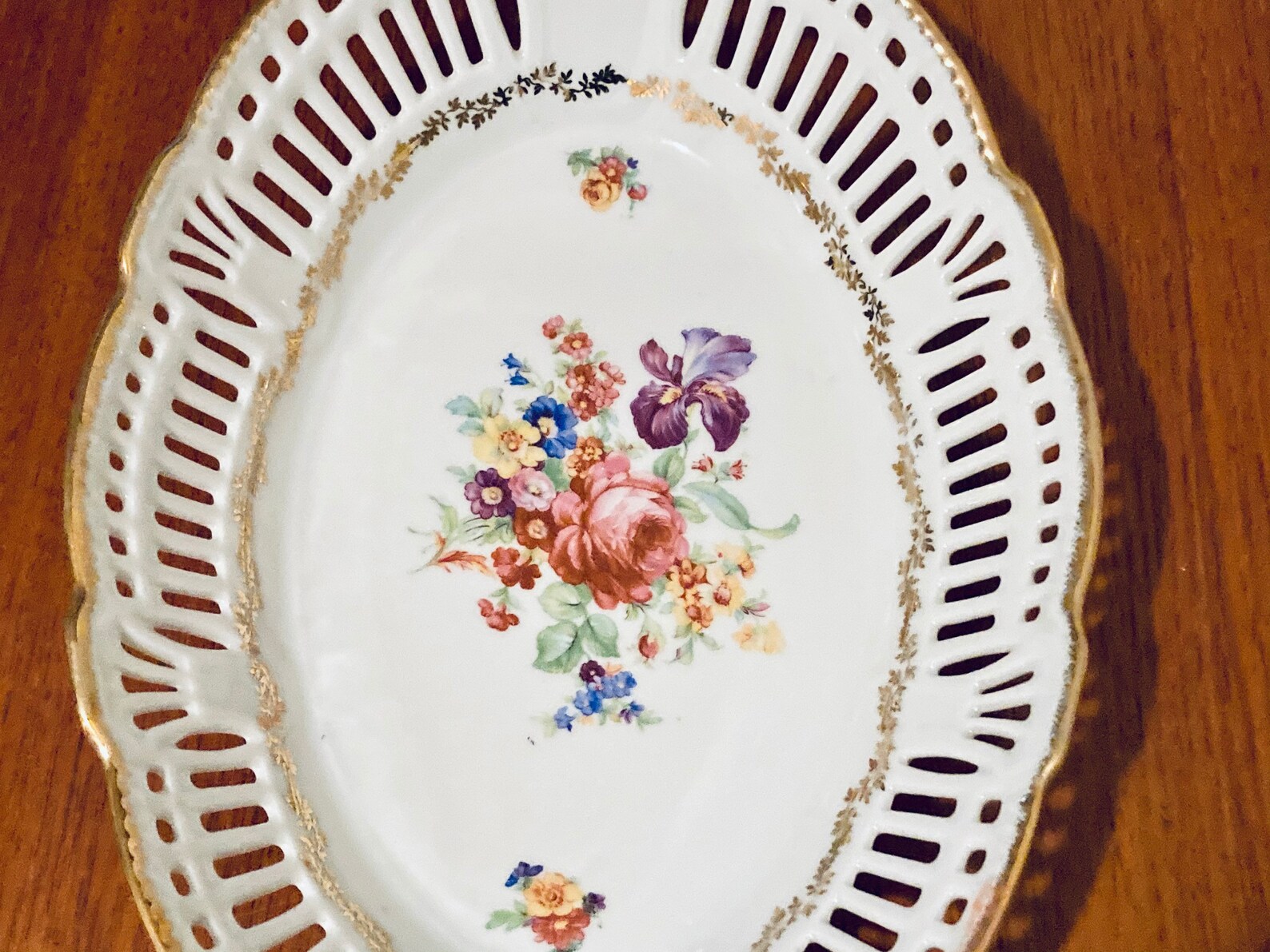 DRESDEN SERVING BOWLDresden FlowersReticulatedOval Etsy