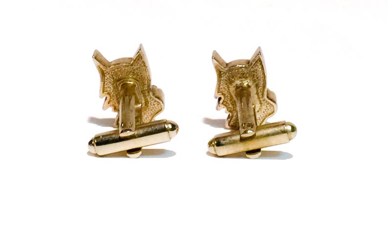 Vintage Gold Tone Dog Cufflinks,Black Enamel,Dog Lover Cufflinks,Pluto Cufflinks,Gift for Dog Groomer,Vintage Dog Head Cufflinks