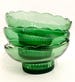 Green glass bowl set, 2 vintage emerald green floral bowls  