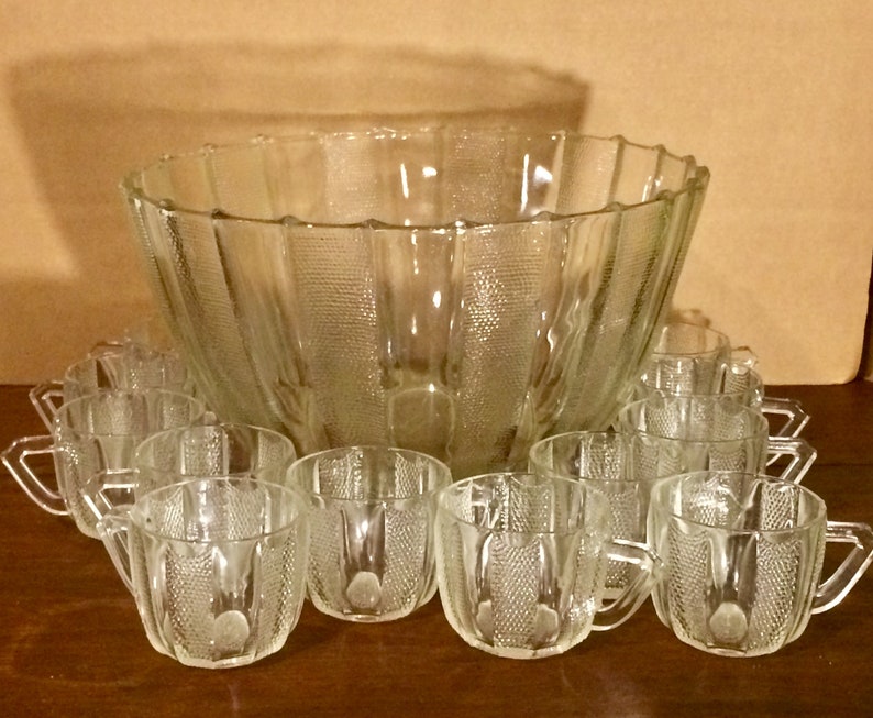 Punch Bowl Set Dewdrop by Glass Punch Bowl With Etsy