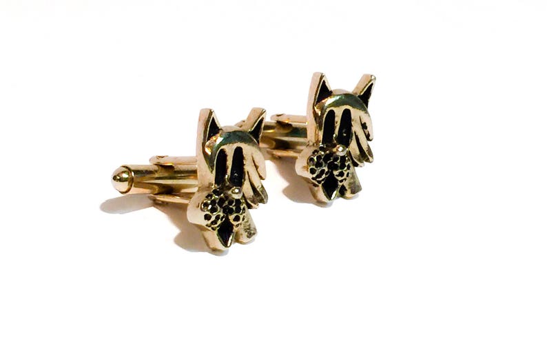 Vintage Gold Tone Dog Cufflinks,Black Enamel,Dog Lover Cufflinks,Pluto Cufflinks,Gift for Dog Groomer,Vintage Dog Head Cufflinks