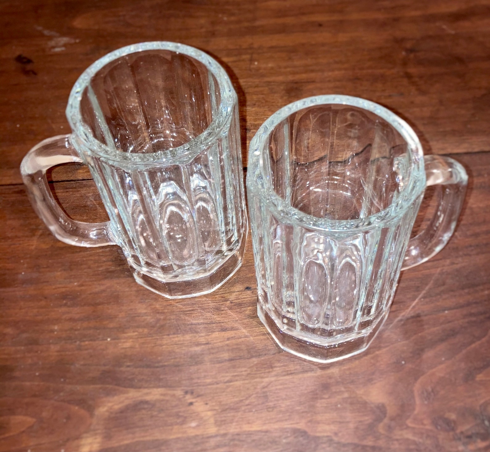 HEAVY BEER MUGS 16oz Libbey Set of 4 Ribbed Glass Mugs with Etsy