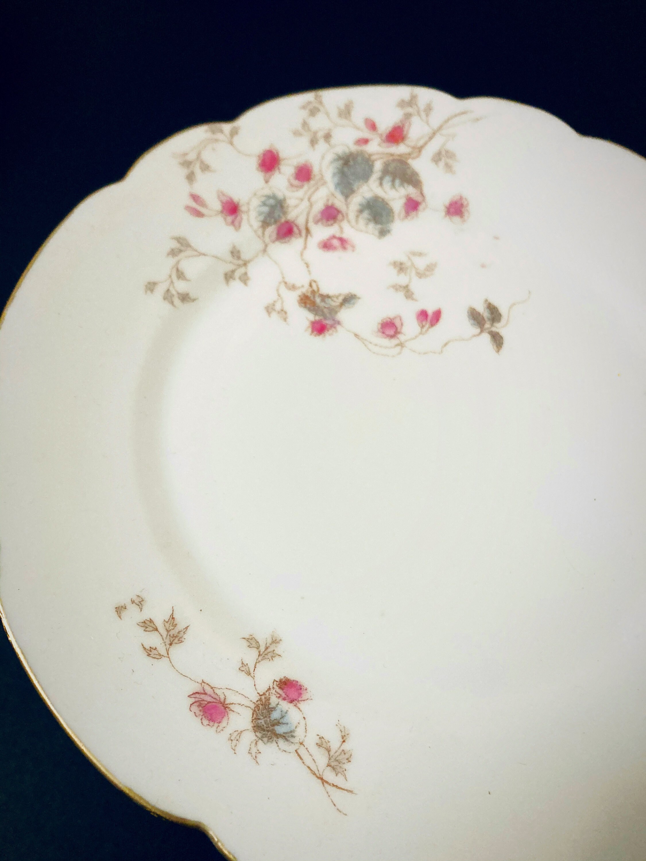 FLORAL SALAD PLATESAntique Porcelain PlatesDainty Pink Etsy
