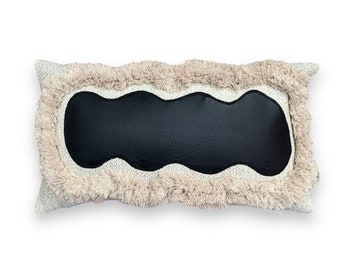 Housse de coussin squiggle noire esthétique Mod Mid-Century