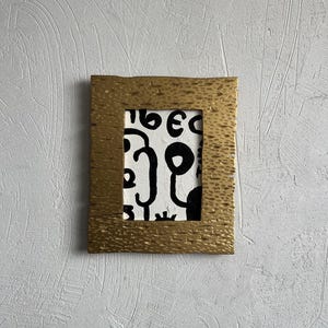 Small Vintage Gold Frame with Original Black and White Abstract Art Painting