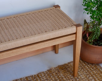 Handmade Oak Danish Cord Bench