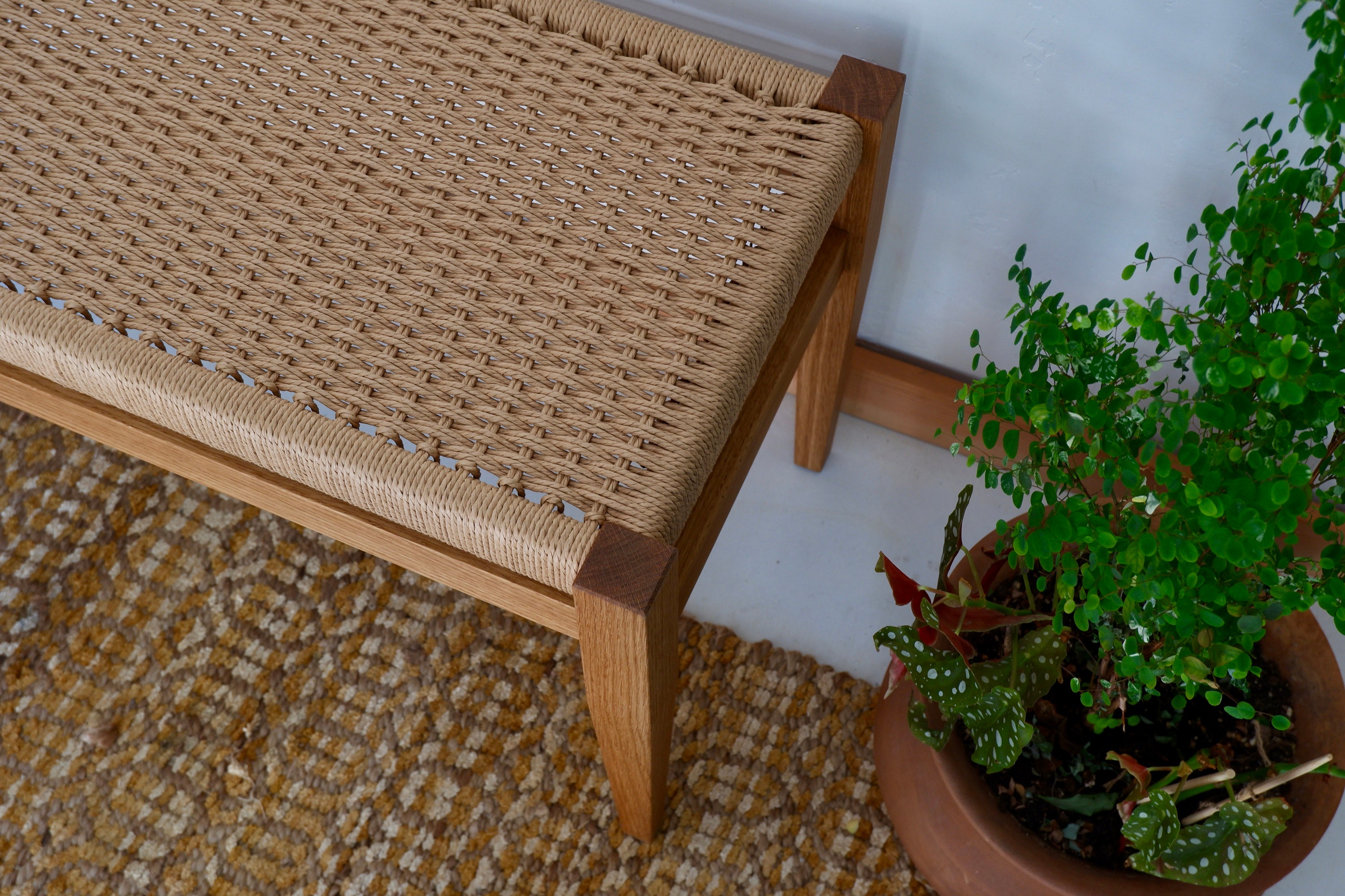Handmade Oak Danish Cord Bench - Etsy