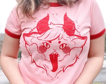 pink and red devil shirt