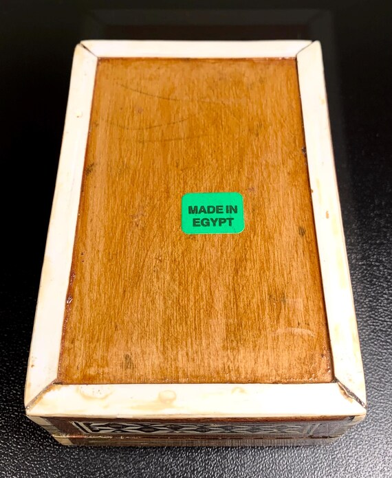 Vintage TRINKET BOX Made in Egypt Inlaid Wooden H… - image 6