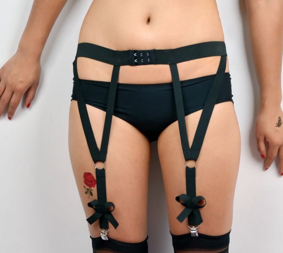 Black Body Harness Garter Belt Etsy