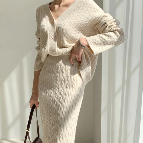 Two Pieces Sweater Dress Boho Dress Set 