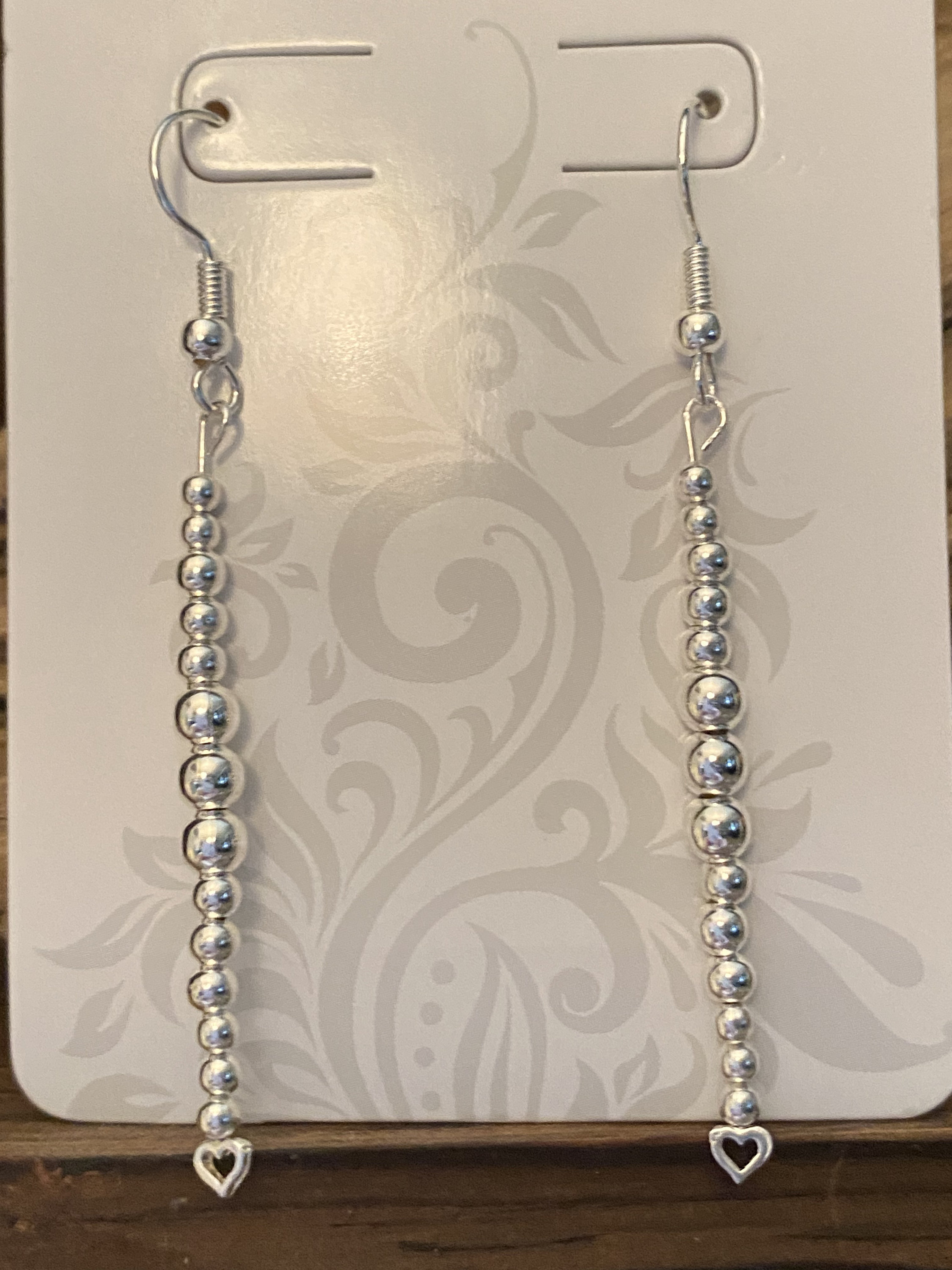 Silver bead drop earrings Etsy