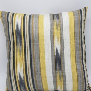 Decorative Throw Pillow Covers, Accent Pillow Covers, Robert Allen Yellow and Grey Stripe Throw Pillow Cover
