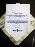 Personalized Wedding Handkerchief Gift for Groom: Bride's Vows