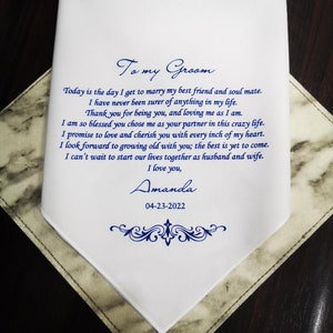 SHIPS FAST, Husband Gift, Wedding Handkerchief for Groom from Bride-I am so blessed you chose me as your partner in this crazy life. MM1153B