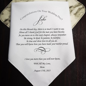 Personalized Handkerchief, Gift for the Uncle from Groom, Perfect wedding gift, Handkerchief gift from the groom to his uncle, MM1258