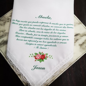 Abuela, Abuela Pañuelo del Novio, Abuela Hankie personalizado, regalo de la Novia-no hay escrito que pueda expresar lo mucho que te quiero