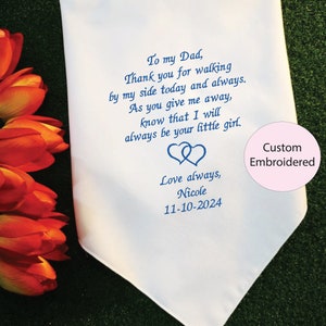 To my Dad, As you give me away, know that I will always be your little girl, Customized Embroidery Hanky, Best wedding Ideas, Blue, 1236 image 1