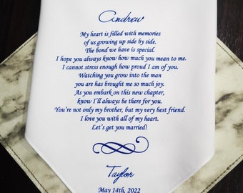 Pañuelo de boda personalizado para hermano, regalo de hermana