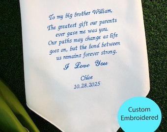 Pañuelo de boda bordado, regalo para hermano mayor