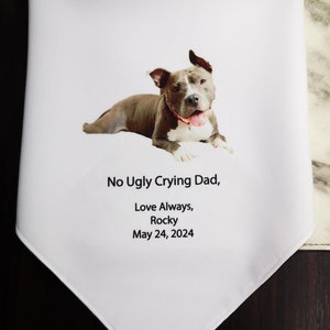 Photo hankerchief for Groom, Personalized Handkerchief with picture, Groom gift from your Dog, Memorial wedding hankie with picture, MM1196