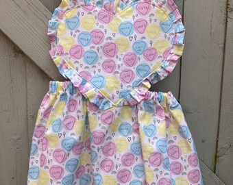 Approx size 12-18 mos. Vintage pink kitten /& heart balloon pinafore dress