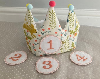 Birthday Crown With Interchangeable Age Badges | Personalised Birthday Crown | Birthday Crown | Fabric Crown