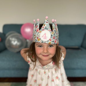 Liberty Print Birthday Crown With Interchangeable Age Badges Personalised Birthday Crown Birthday Crown Fabric Crown image 7