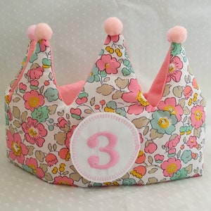 Liberty Print Birthday Crown With Interchangeable Age Badges Personalised Birthday Crown Birthday Crown Fabric Crown image 6