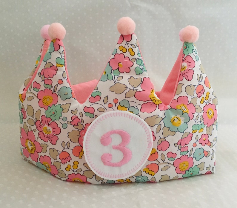 Liberty Print Birthday Crown With Interchangeable Age Badges Personalised Birthday Crown Birthday Crown Fabric Crown image 6