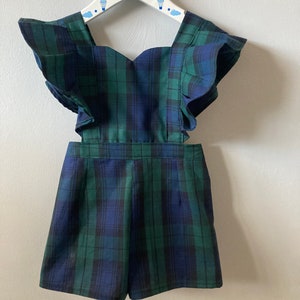 Tartan Romper, Baby Romper, Traje de juego para niños pequeños