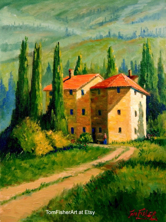 Landscape Oil Painting Impressionist, Tuscan Landscape Art