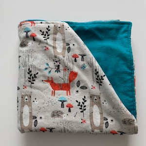 Animal Baby Blanket Woodland Animals Flannel Blanket Receiving Blanket Baby Boy Gift Woodland Animals Forest Animal fox nursery bear nursery image 1