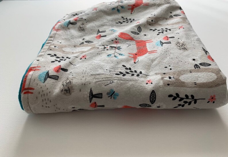 Animal Baby Blanket Woodland Animals Flannel Blanket Receiving Blanket Baby Boy Gift Woodland Animals Forest Animal fox nursery bear nursery image 2