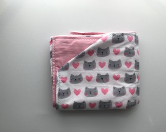 Cat Baby Blanket Flannel Baby Blanket Receiving Blanket Baby Shower Gift Kitty Blanket twin Blankets Girl Blanket Newborn Gift Girl