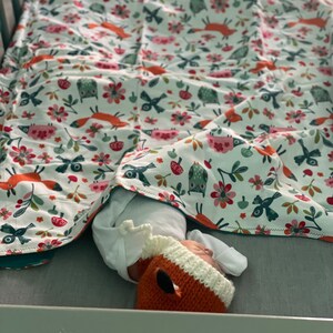 Forest Animal Baby Blanket Woodland Animals Flannel Blanket Gender Neutral Gift Woodland Animal Forest Animal Nursery Forest Nursery Fox Owl