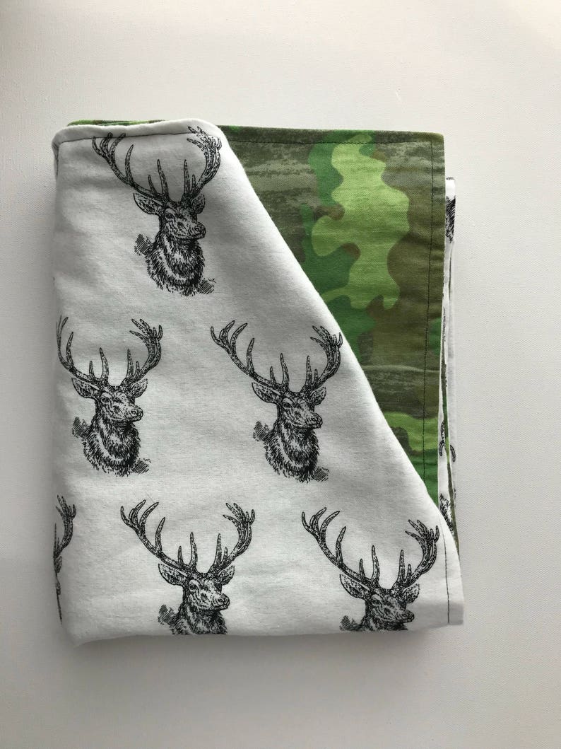Camo Deerhead Baby Blanket baby boy blanket Green camo Blanket Forest baby blanket Woodland Nursery Flannel Blanket hunting baby camouflage