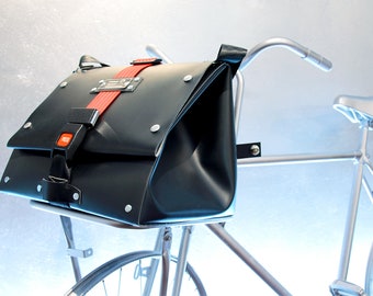 Bicycle bag front luggage rack, F»Class, upcycled from cash register tape