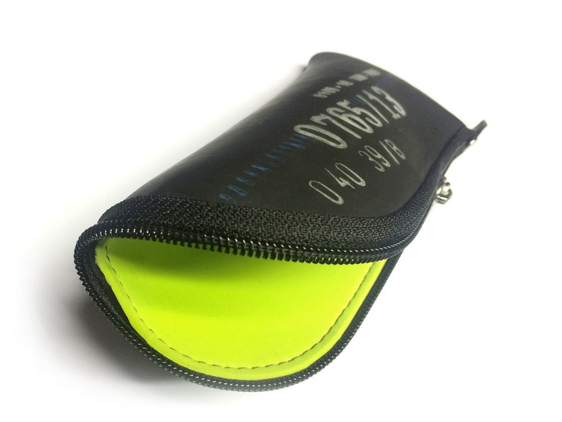Reading glasses.Tube Upcycled glasses case made from motorcycle hose limonengrün