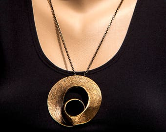 Brass necklace, chunky  necklace, large pendant necklace, statement necklace, boho necklace