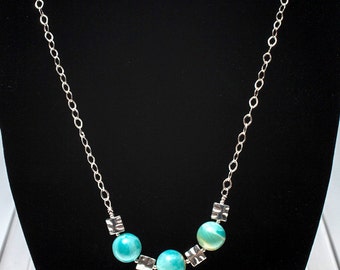 Aquamarine and silver necklace, chain necklace, gemstone necklace,