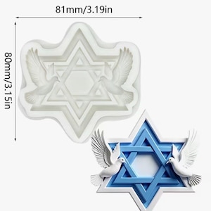 Estrella hexagonal tridimensional y paloma de la paz, molde de silicona
