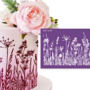 Stencil  of wild flowers 9  one quarter  wide and  5 inches high
