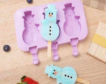 Christmas tree or Snowman popsicle silicone mold