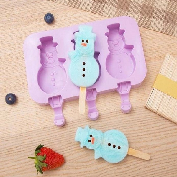 Christmas tree or Snowman popsicle silicone mold