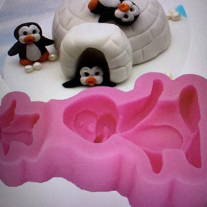 Penguin silicone mold 2 sizes Christmas mold