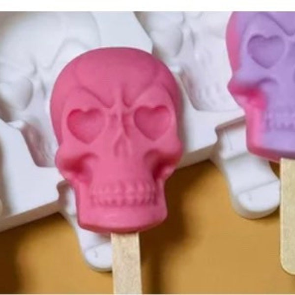 Skull Halloween popsicle mold  6 cavity silicone In stock